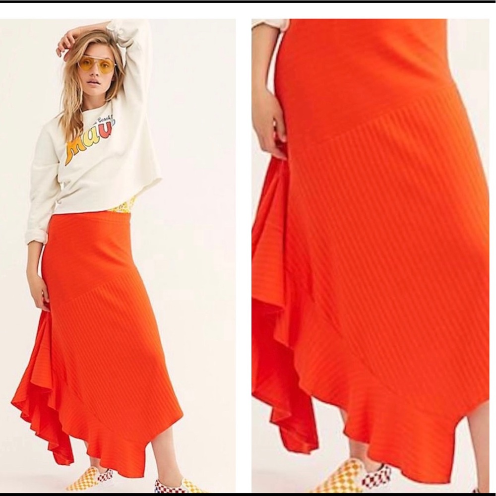 🍓NWOT Free People Beachwood orange skirt